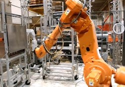 An ABB robot is used in this Rensselaer Polytechnic Institute project focused on robotic handling of explosives. Other partners in this ARM Institute project include Ensign-Bickford Aerospace &amp; Defense, the U.S. Army, DEVCOM Armaments Center and Interface Technologies.