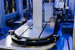 XTS movers can work synchronously or asynchronously, which is beneficial when processing multiple parts at the same time, for example, in a 4-up station. (&copy; Beckhoff, 2023)
