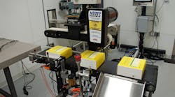 Serialized cartons are shown here as they output from the Nutec carton conveyor.