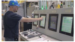 Monitoring production of GAF&apos;s EnergyGuard Polyiso Insulation&mdash;a roof insulation panel made of glass fiber reinforced cellulosic felt facers bonded to a core of polyisocyanurate foam.